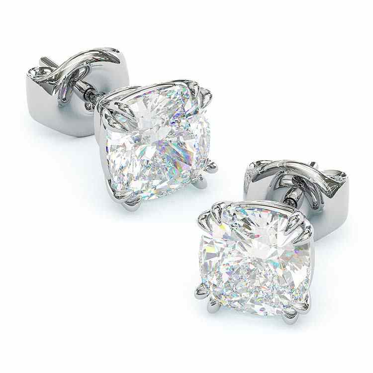 Jzora Handmade Cushion Cut  Created Diamond  Earrings