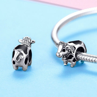 Jzora Cute Animal Moe Cow Sterling Silver Charm