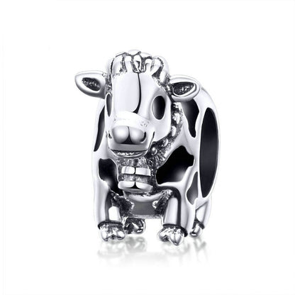 Jzora Cute Animal Moe Cow Sterling Silver Charm