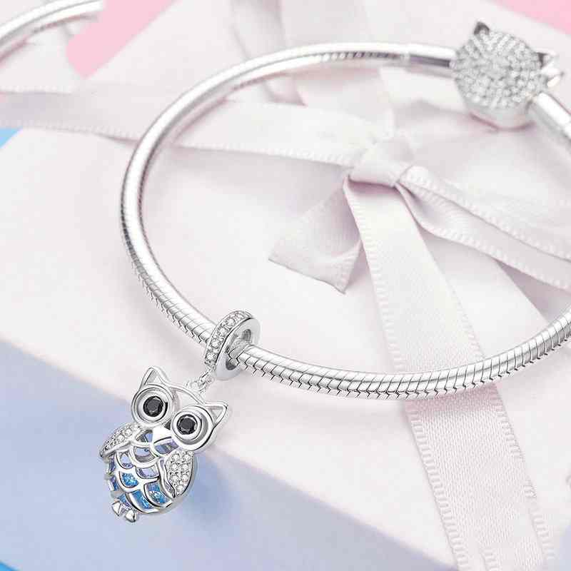 Jzora Openwork Owl Animal Sterling Silver Charm