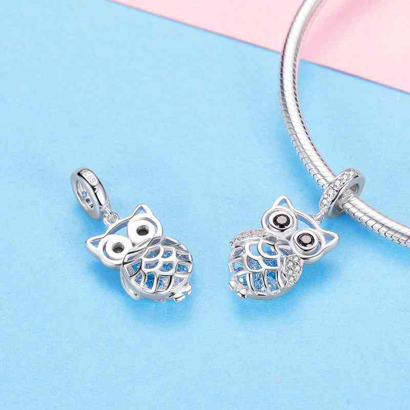 Jzora Openwork Owl Animal Sterling Silver Charm