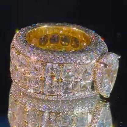Jzora handmade 5ct pear cut royal shine full pavé brilliance men's band ring