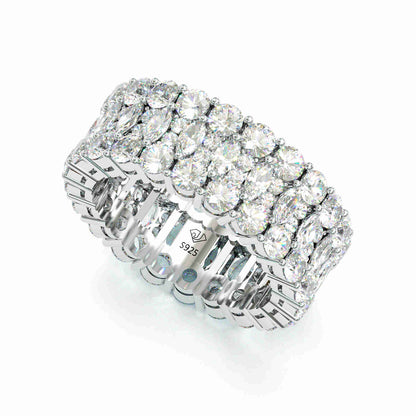 Jzora handmade round halo created diamond vintage sterling silver wedding band