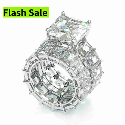Jzora handmade princess cut created diamond sterling silver wedding ring bridal set