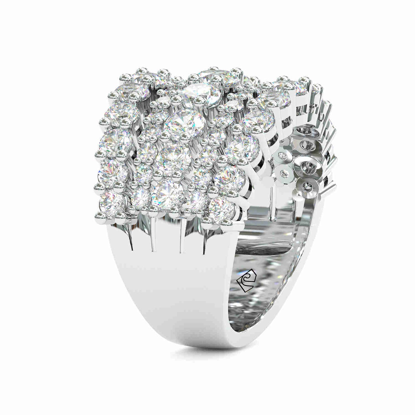 Jzora handmade created diamond round cut wedding ring women's band