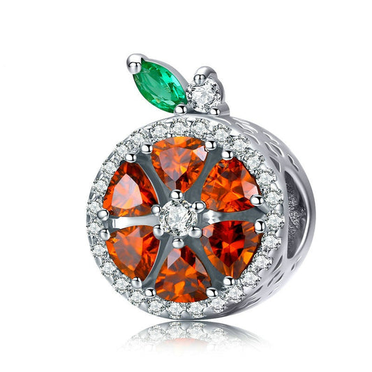 Jzora Cute Compact Fruit Red Grapefruit Sterling Silver Charm