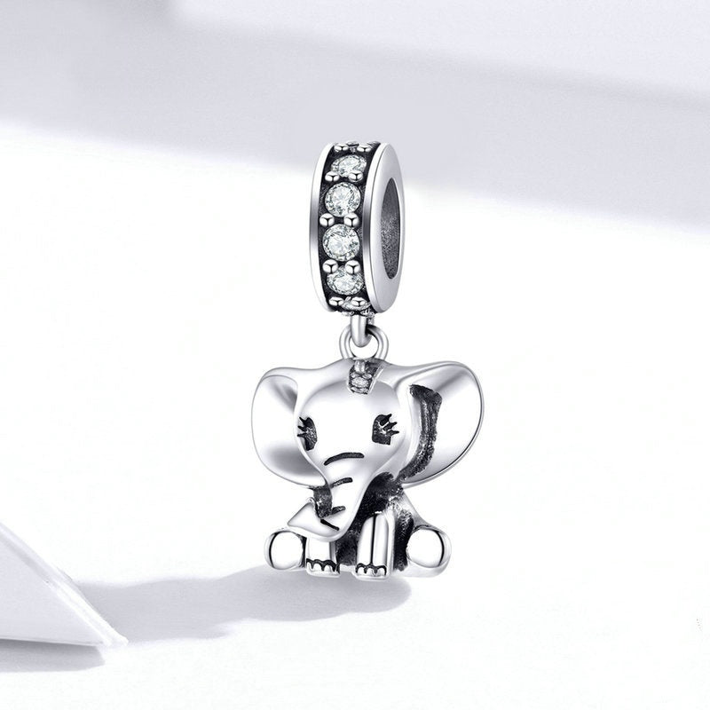 Jzora Cute Animal Elephant Sterling Silver Charm