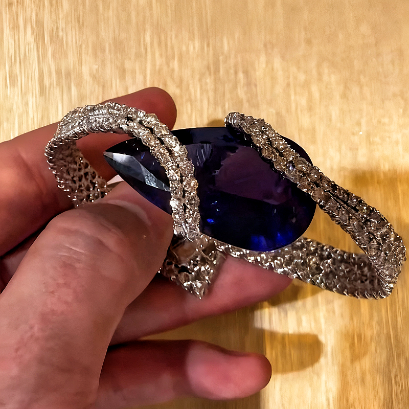 Jzora handmade luxury pear cut tanzanite CZ-encrusted bracelet