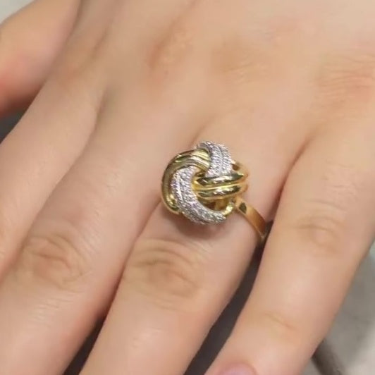 Jzora handmade two-tone knot design sterling silver ring