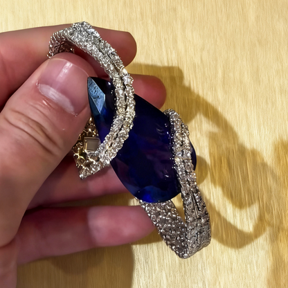 Jzora handmade luxury pear cut tanzanite CZ-encrusted bracelet