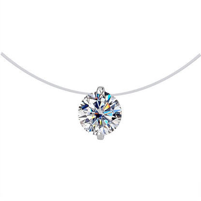 Jzora handmade 3ct mermaid’s tear round cut moissanite sterling silver necklace