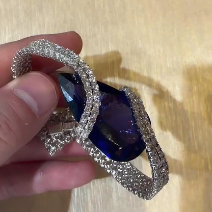 Jzora handmade luxury pear cut tanzanite CZ-encrusted bracelet