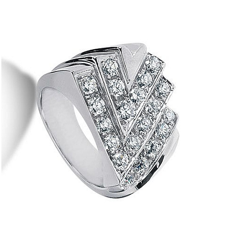 Jzora handmade 1.47ct arrow elite bold geometric pavé men’s statement ring