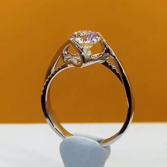 Jzora handmade 1ct round cut open heart bridge love’s promise sterling silver moissanite ring