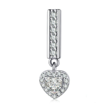 Jzora Full Diamond Heart Shape Sterling Silver Charm