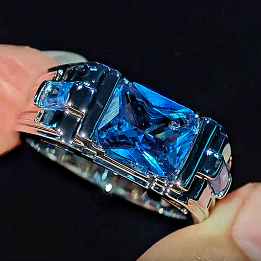 Jzora handmade 2ct cold-tone mech style statement men's ring