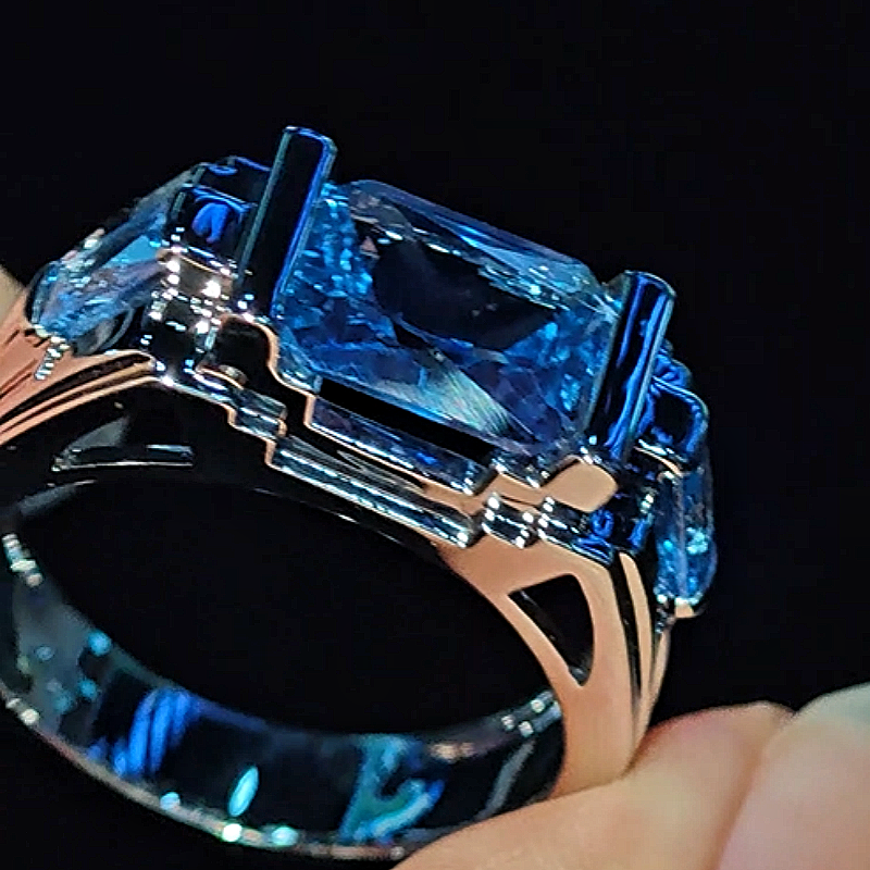Jzora handmade 2ct cold-tone mech style statement men's ring