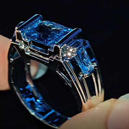 Jzora handmade 2ct cold-tone mech style statement men's ring