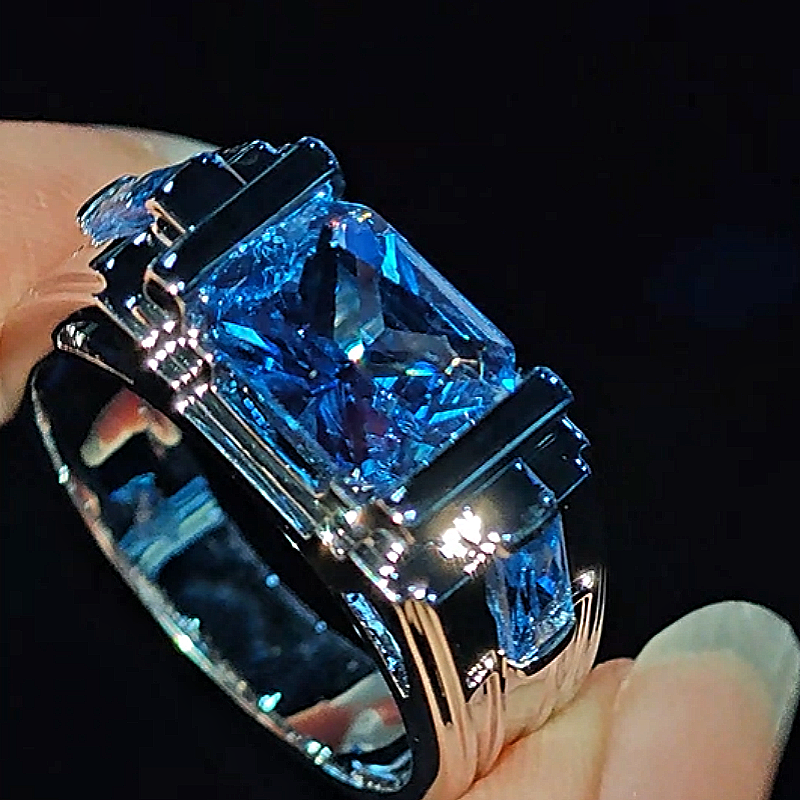 Jzora handmade 2ct cold-tone mech style statement men's ring