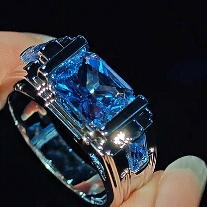 Jzora handmade 2ct cold-tone mech style statement men's ring