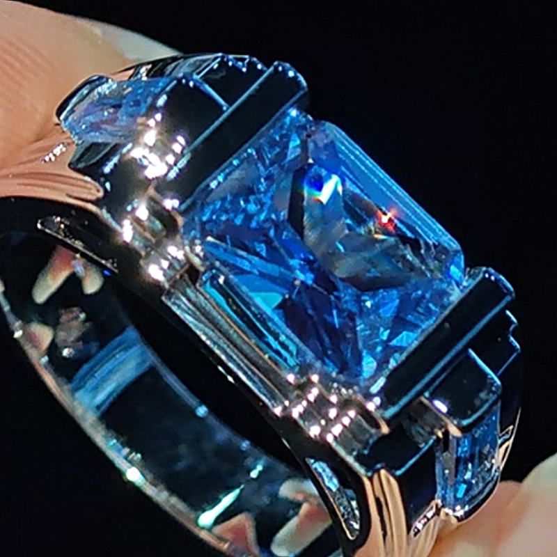Jzora handmade 2ct cold-tone mech style statement men's ring