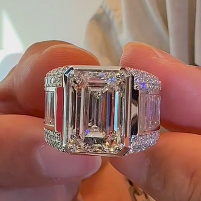 Jzora handmade luxury & bold emerald cut masterpiece men's bling ring