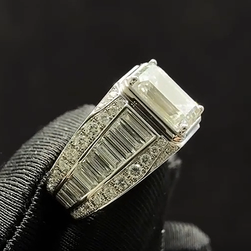 Jzora handmade luxury & bold emerald cut masterpiece men's bling ring