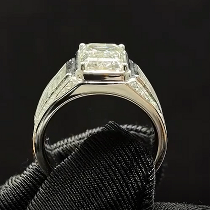 Jzora handmade luxury & bold emerald cut masterpiece men's bling ring
