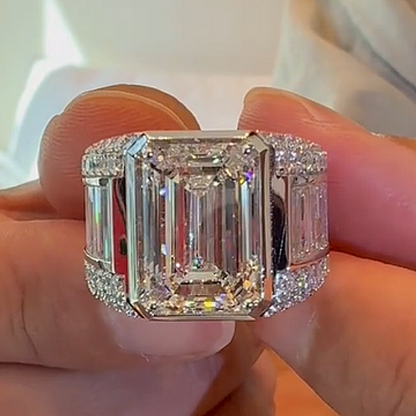 Jzora handmade luxury & bold emerald cut masterpiece men's bling ring