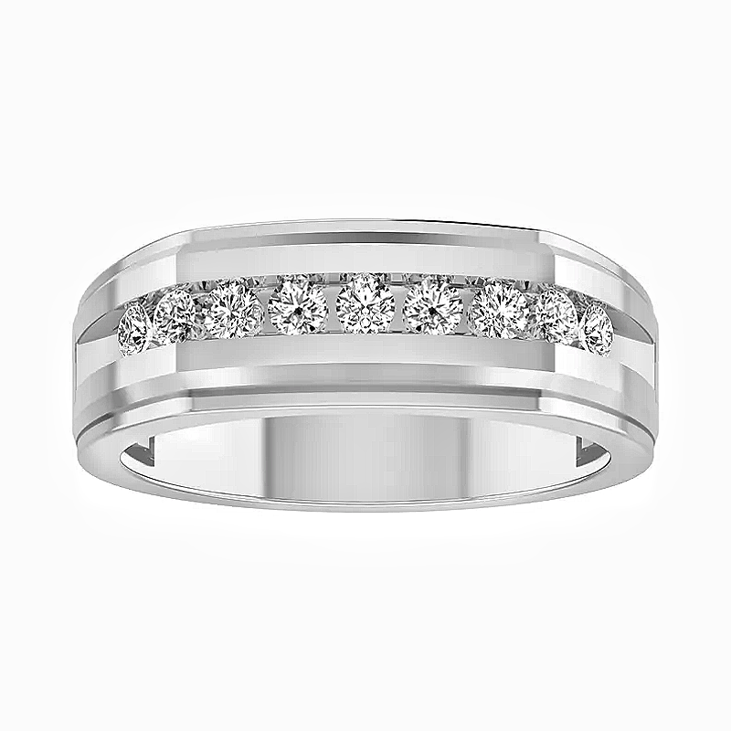 Jzora handmade 0.5ct sleek line minimalist channel-set moissanite men’s sterling silver ring