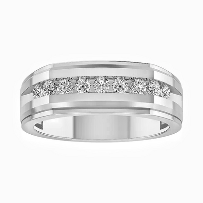Jzora handmade 0.5ct sleek line minimalist channel-set moissanite men’s sterling silver ring