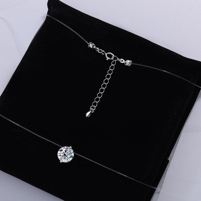 Jzora handmade 3ct mermaid’s tear round cut moissanite sterling silver necklace