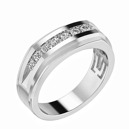 Jzora handmade 0.5ct sleek line minimalist channel-set moissanite men’s sterling silver ring