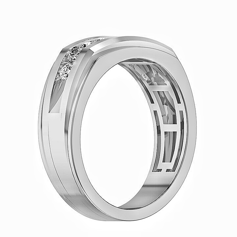 Jzora handmade 0.5ct sleek line minimalist channel-set moissanite men’s sterling silver ring