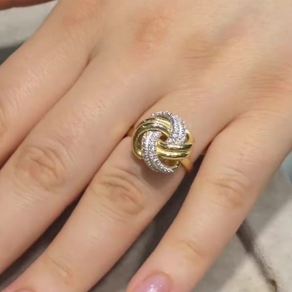 Jzora handmade two-tone knot design sterling silver ring