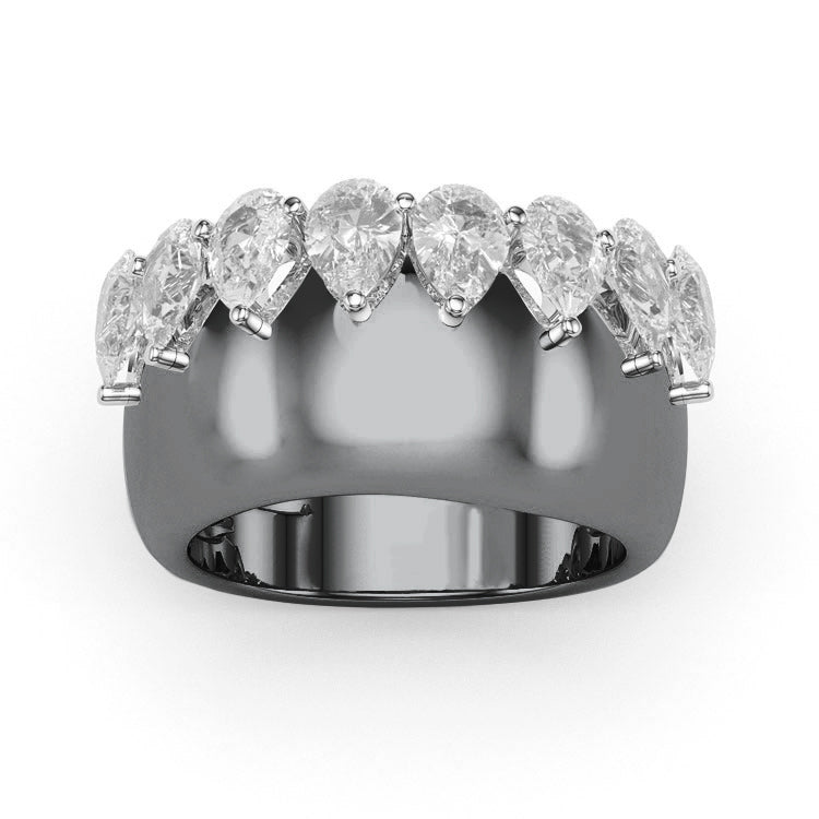 Jzora handmade pear cut classic sterling silver wedding women's band ring