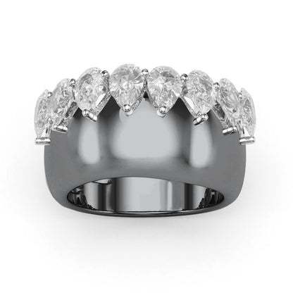 Jzora handmade pear cut classic sterling silver wedding women's band ring