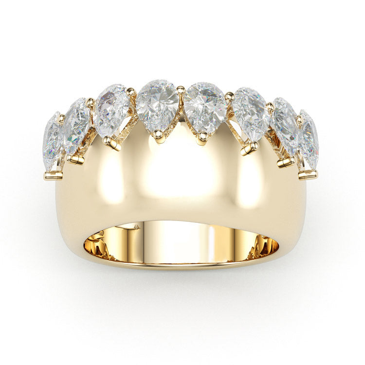 Jzora handmade gold pear cut classic sterling silver wedding women's band ring