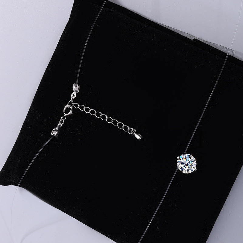 Jzora handmade 3ct mermaid’s tear round cut moissanite sterling silver necklace