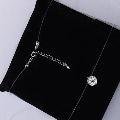 Jzora handmade 3ct mermaid’s tear round cut moissanite sterling silver necklace