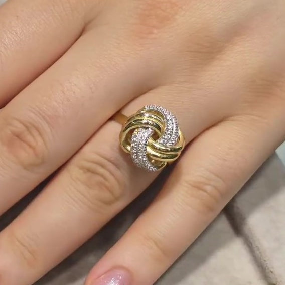 Jzora handmade two-tone knot design sterling silver ring