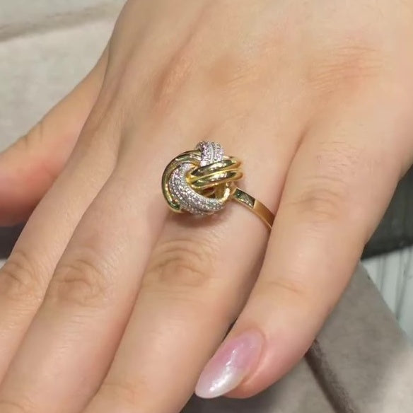 Jzora handmade two-tone knot design sterling silver ring