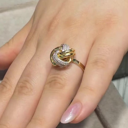 Jzora handmade two-tone knot design sterling silver ring