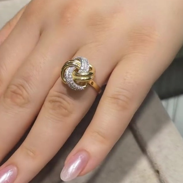 Jzora handmade two-tone knot design sterling silver ring