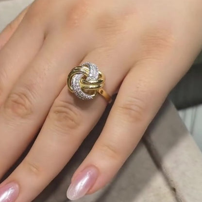 Jzora handmade two-tone knot design sterling silver ring