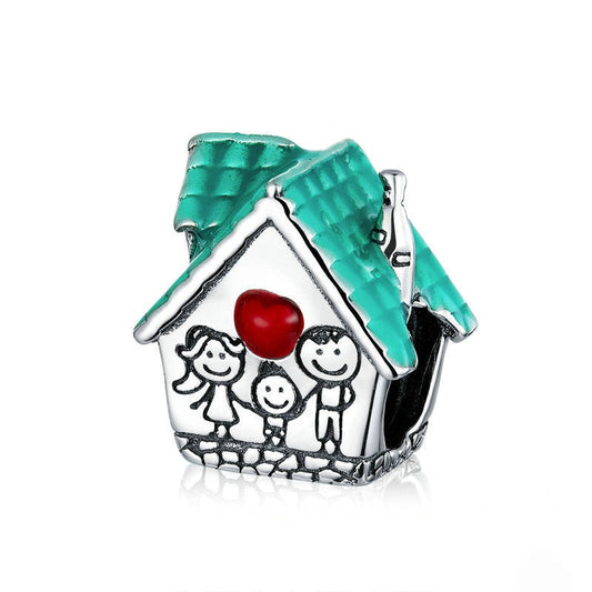 Jzora Unique Cosy Small Family House Sterling Silver Charm