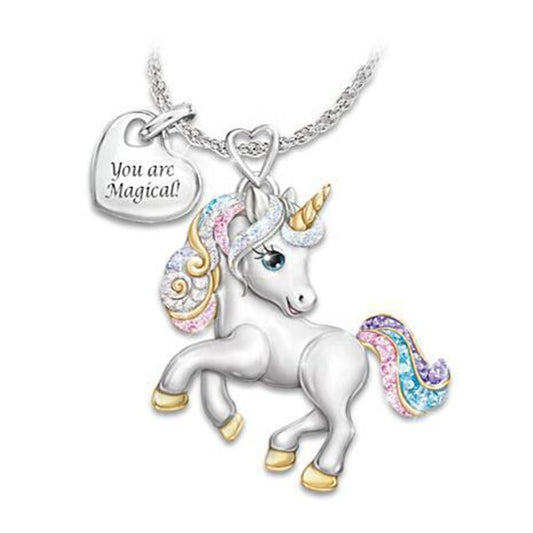 Jzora handmade cartoon unicorn sterling silver necklace