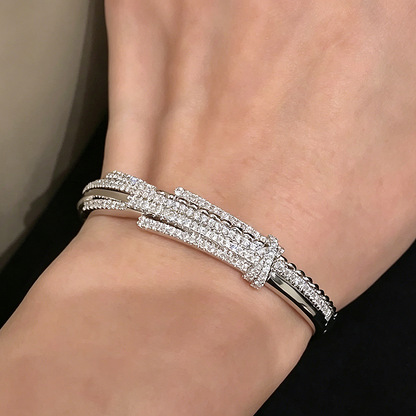 Jzora Handmade Brilliant Cluster Stone Firework Bangle Bracelet
