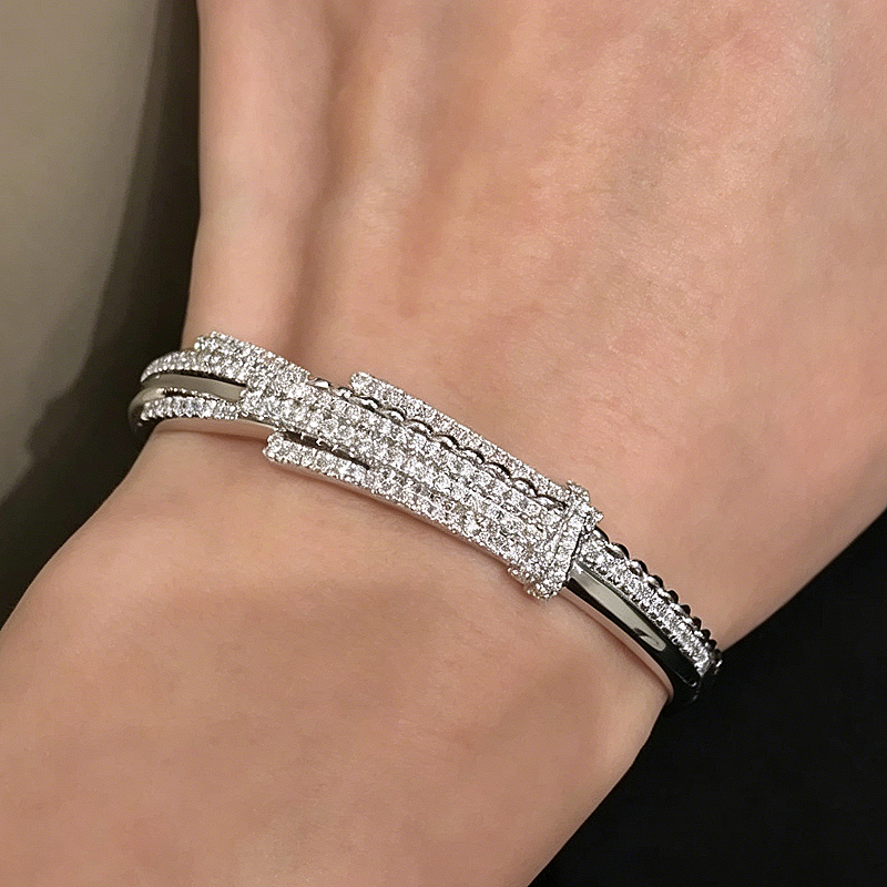 Jzora Handmade Brilliant Cluster Stone Firework Bangle Bracelet