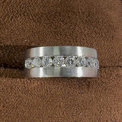 Jzora Handmade Channel‑Set Round Cut Brushed Finish Timeless Sophisticated Men’s Ring